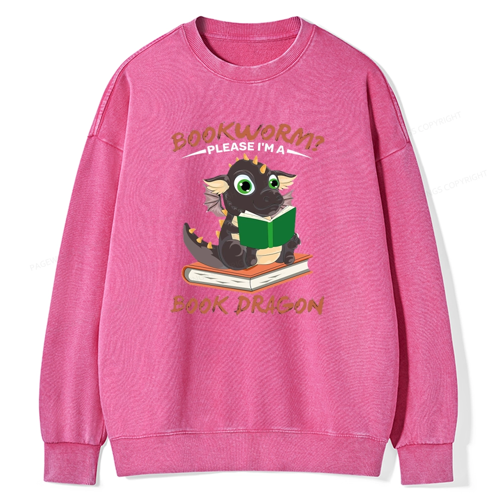 Pagewings Book Dragon Unisex Washed Sweatshirt