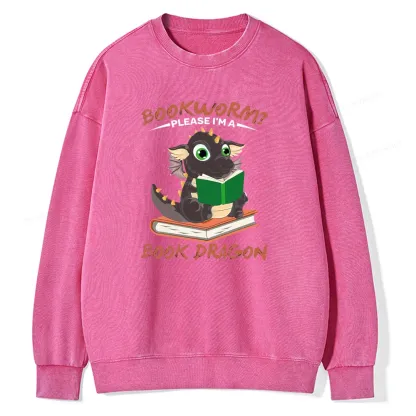 Pagewings Book Dragon Unisex Washed Sweatshirt