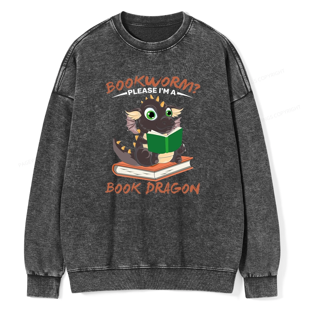 Pagewings Book Dragon Unisex Washed Sweatshirt