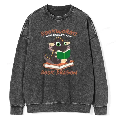 Pagewings Book Dragon Unisex Washed Sweatshirt