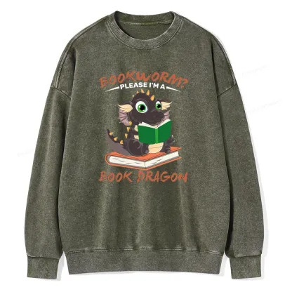 Pagewings Book Dragon Unisex Washed Sweatshirt