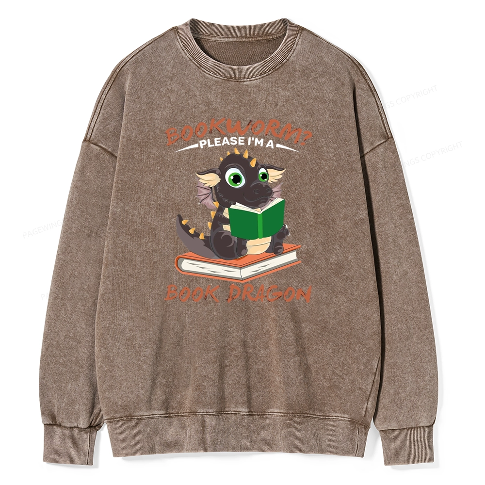 Pagewings Book Dragon Unisex Washed Sweatshirt