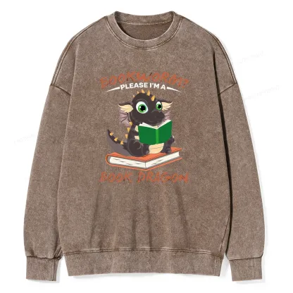 Pagewings Book Dragon Unisex Washed Sweatshirt
