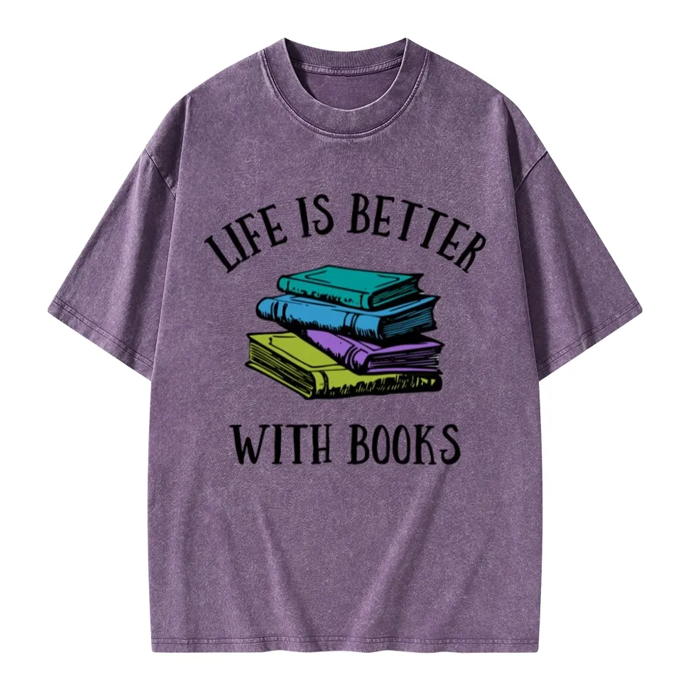 Pagewings Life's Better With Books Unisex Washed T-shirt