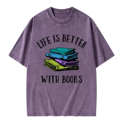 Pagewings Life's Better With Books Unisex Washed T-shirt