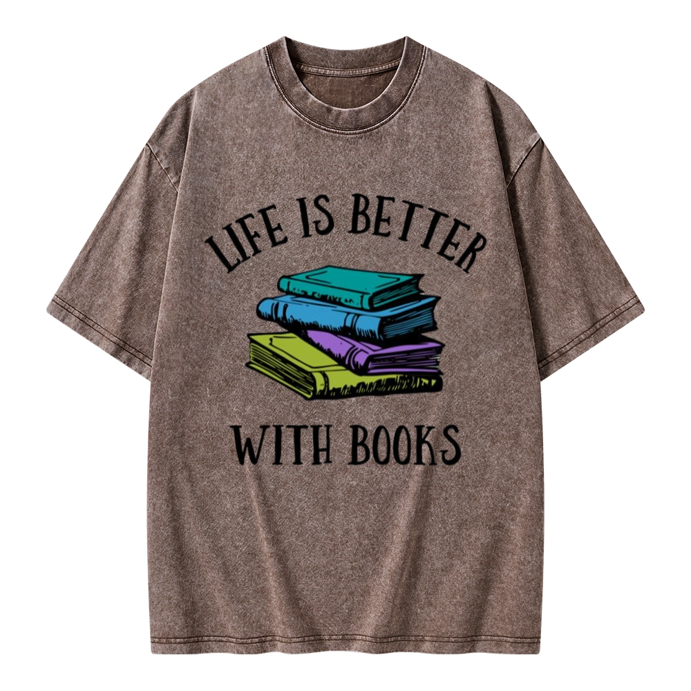 Pagewings Life's Better With Books Unisex Washed T-shirt
