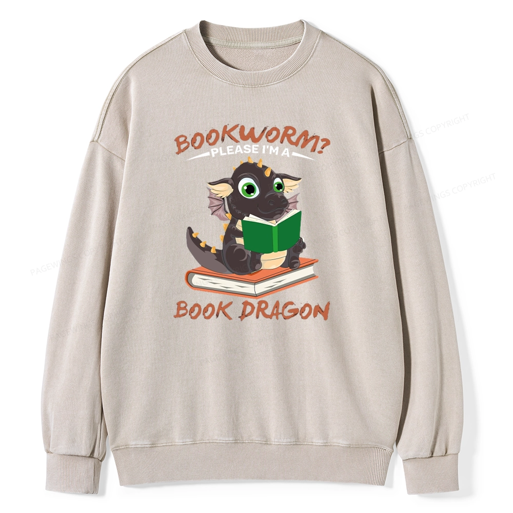 Pagewings Book Dragon Unisex Washed Sweatshirt