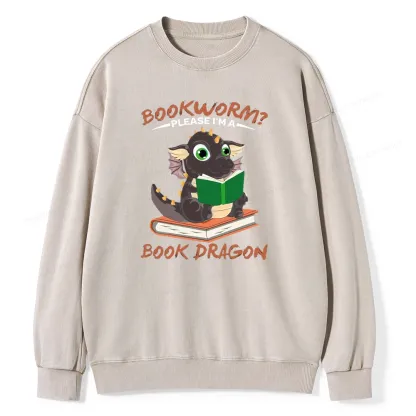 Pagewings Book Dragon Unisex Washed Sweatshirt