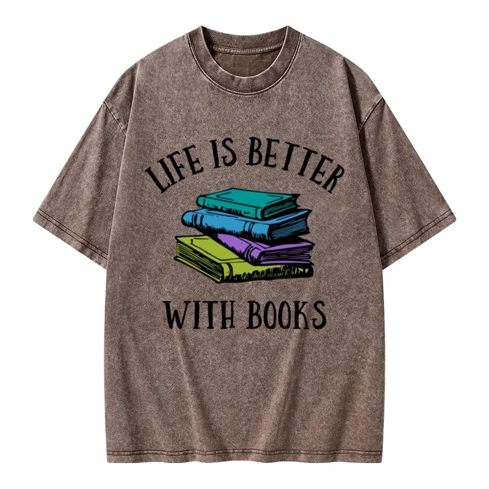 Pagewings Life's Better With Books Unisex Washed T-shirt