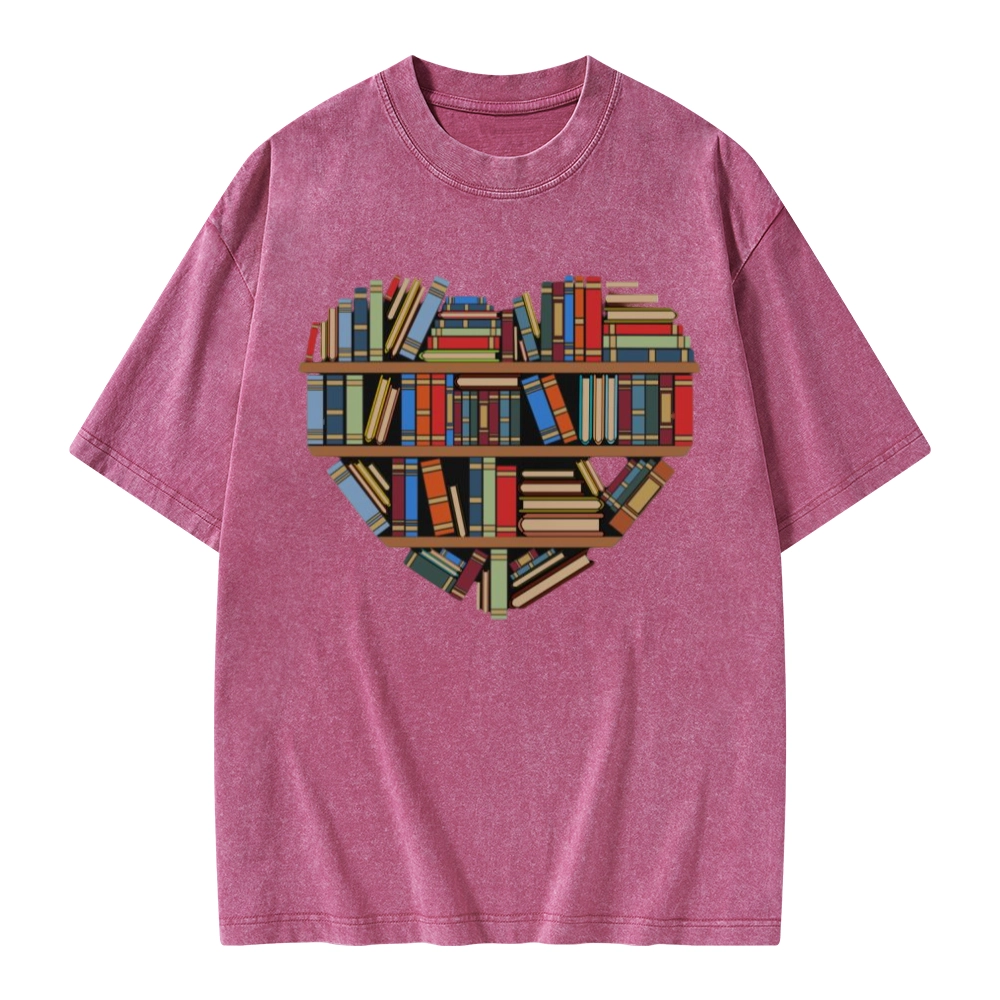Pagewings Hearty Library Books Unisex Washed T-shirt