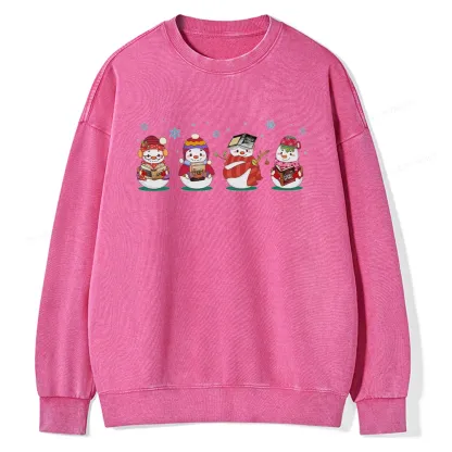 Pagewings Snowman Book Fourth Wing Unisex Washed Sweatshirt