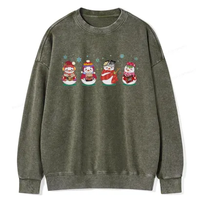Pagewings Snowman Book Fourth Wing Unisex Washed Sweatshirt
