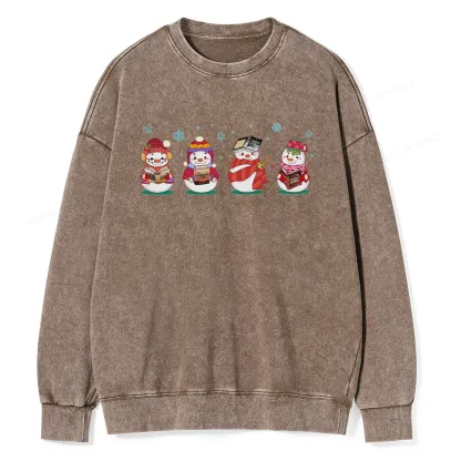 Pagewings Snowman Book Fourth Wing Unisex Washed Sweatshirt