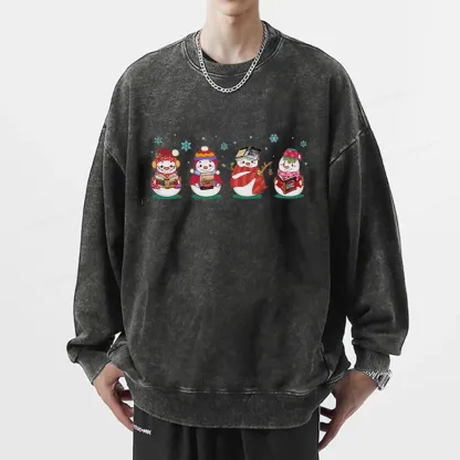 Pagewings Snowman Book Fourth Wing Unisex Washed Sweatshirt