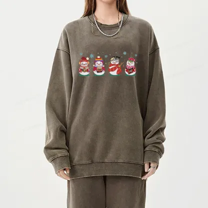 Pagewings Snowman Book Fourth Wing Unisex Washed Sweatshirt
