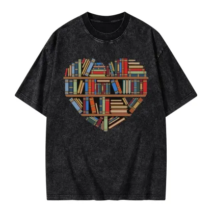 Pagewings Hearty Library Books Unisex Washed T-shirt