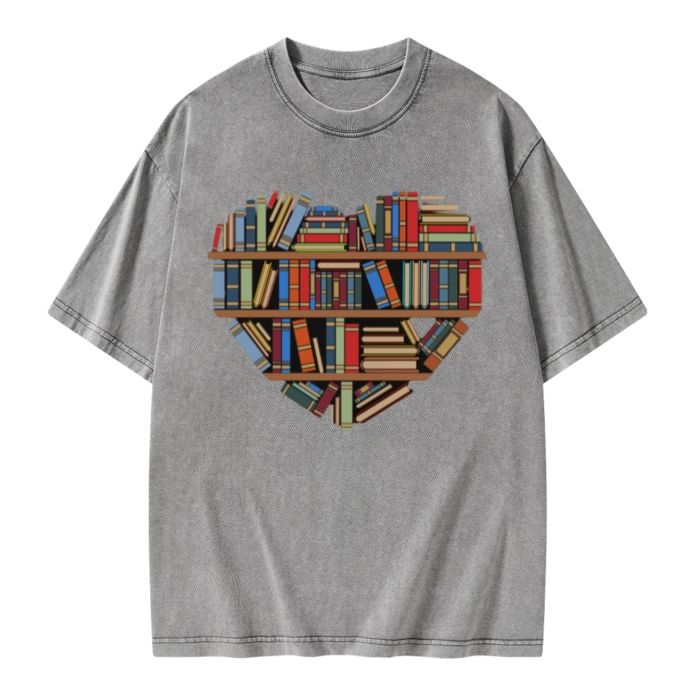 Pagewings Hearty Library Books Unisex Washed T-shirt