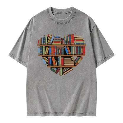 Pagewings Hearty Library Books Unisex Washed T-shirt