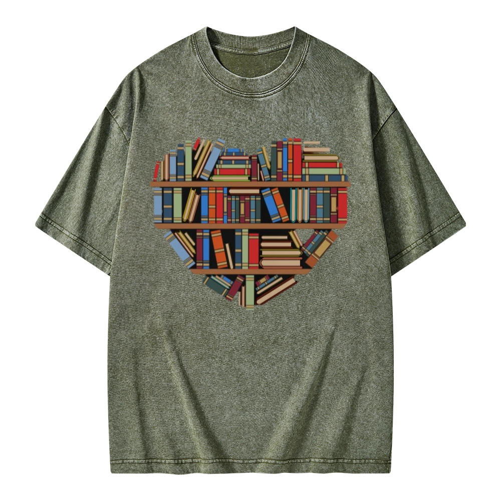 Pagewings Hearty Library Books Unisex Washed T-shirt