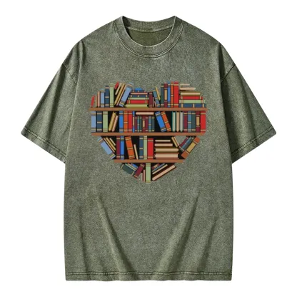 Pagewings Hearty Library Books Unisex Washed T-shirt
