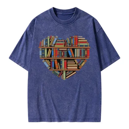 Pagewings Hearty Library Books Unisex Washed T-shirt