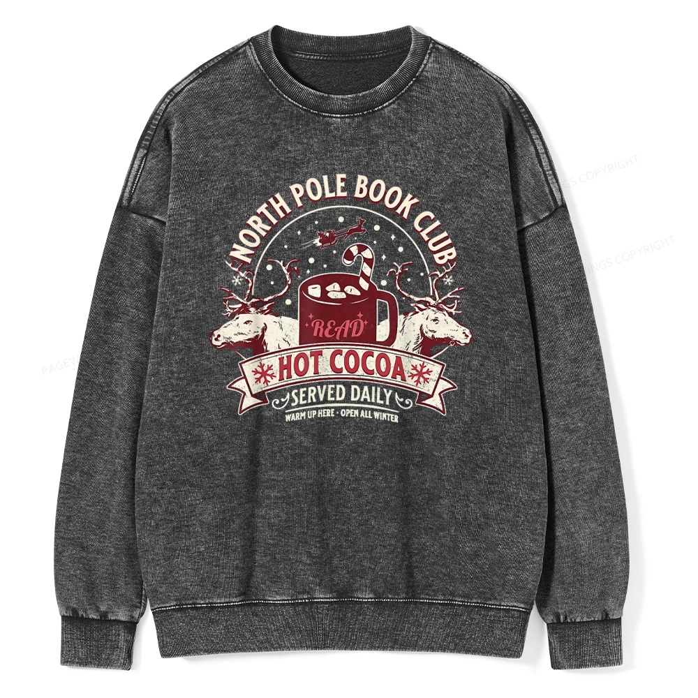 Pagewings North Pole Book Club Unisex Washed Sweatshirt