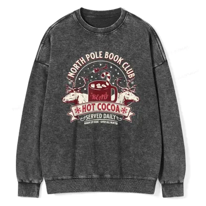 Pagewings North Pole Book Club Unisex Washed Sweatshirt