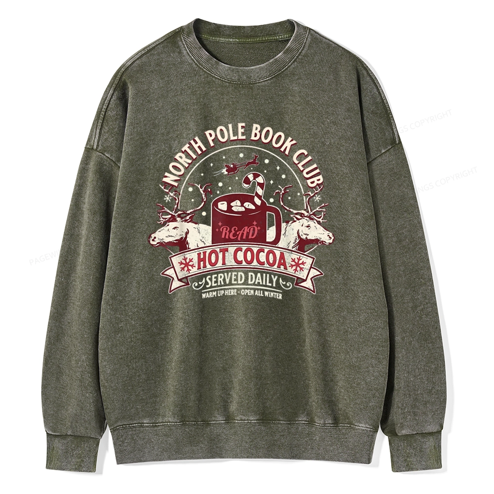 Pagewings North Pole Book Club Unisex Washed Sweatshirt