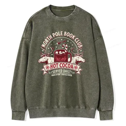 Pagewings North Pole Book Club Unisex Washed Sweatshirt