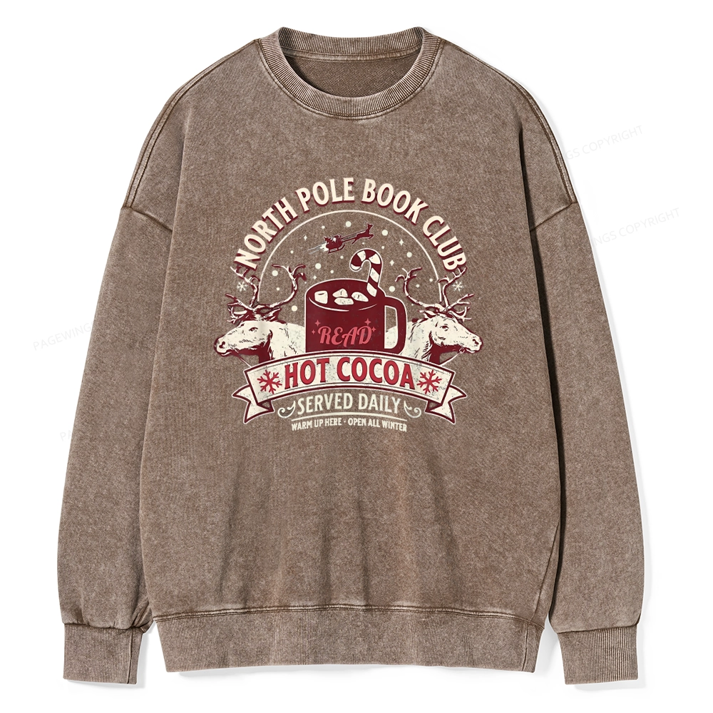 Pagewings North Pole Book Club Unisex Washed Sweatshirt