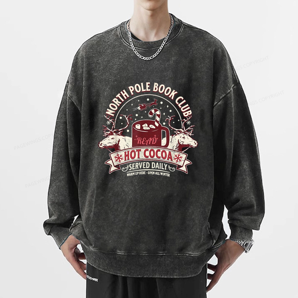 Pagewings North Pole Book Club Unisex Washed Sweatshirt