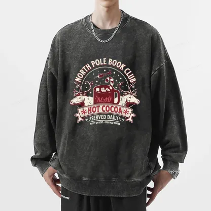 Pagewings North Pole Book Club Unisex Washed Sweatshirt