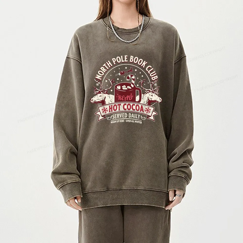 Pagewings North Pole Book Club Unisex Washed Sweatshirt