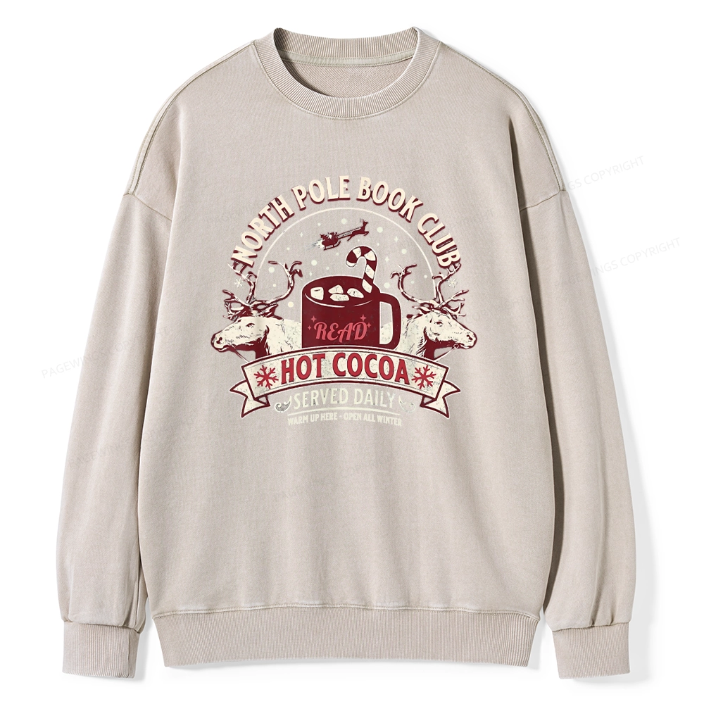 Pagewings North Pole Book Club Unisex Washed Sweatshirt