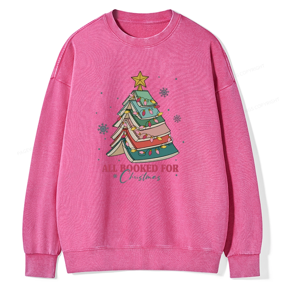 Pagewings All Booked For Christmas Unisex Washed Sweatshirt