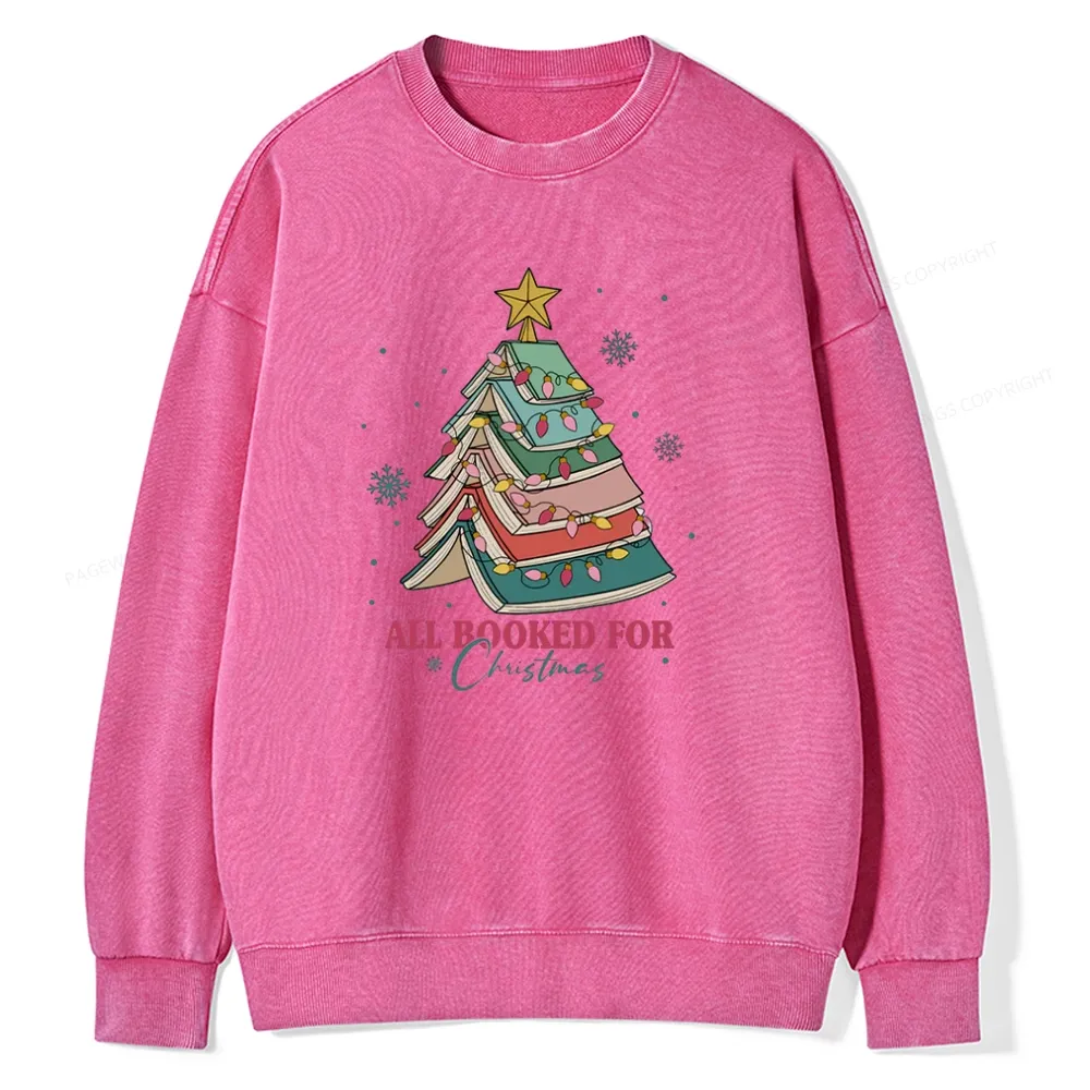 Pagewings All Booked For Christmas Unisex Washed Sweatshirt