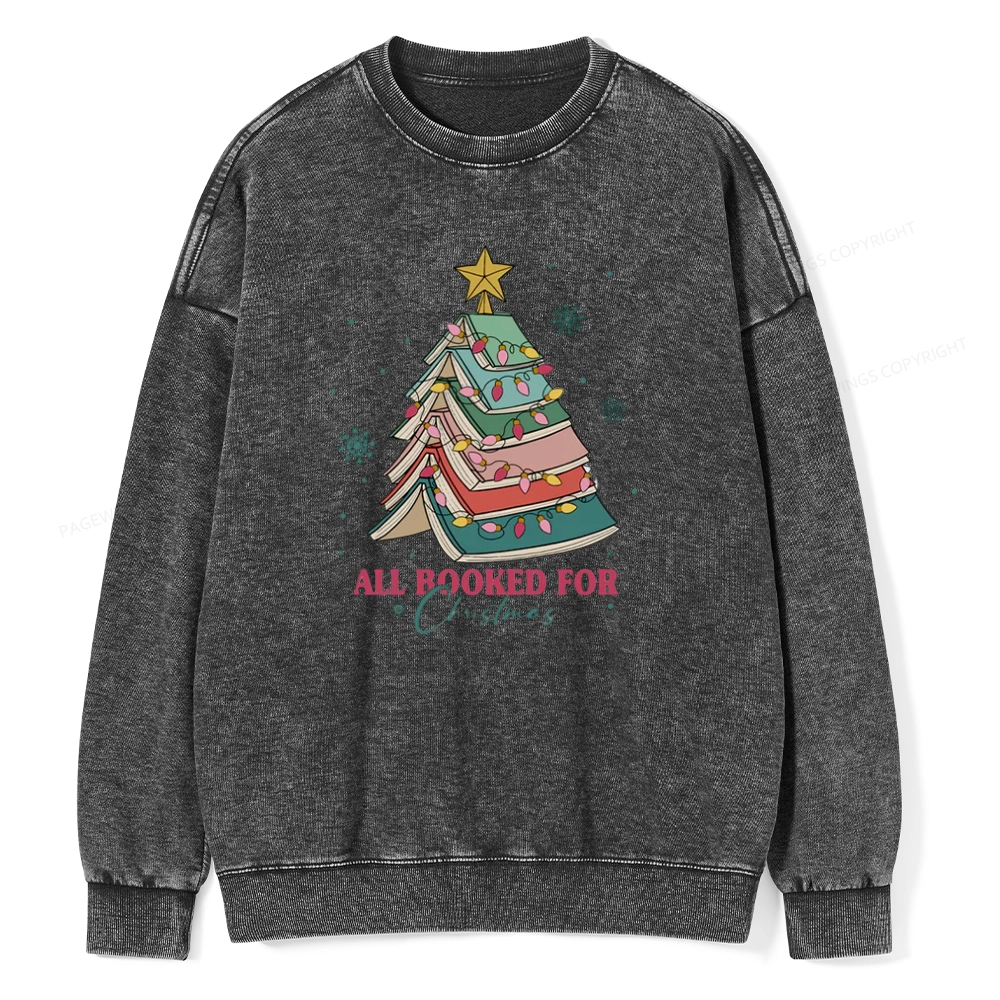 Pagewings All Booked For Christmas Unisex Washed Sweatshirt