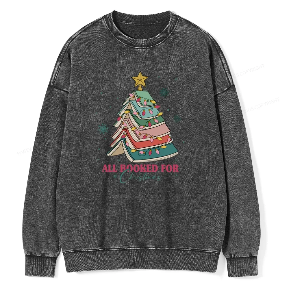 Pagewings All Booked For Christmas Unisex Washed Sweatshirt