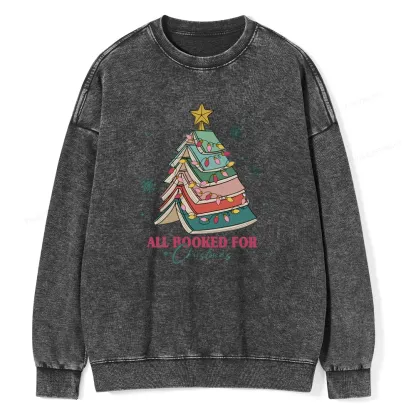 Pagewings All Booked For Christmas Unisex Washed Sweatshirt