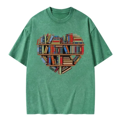 Pagewings Hearty Library Books Unisex Washed T-shirt
