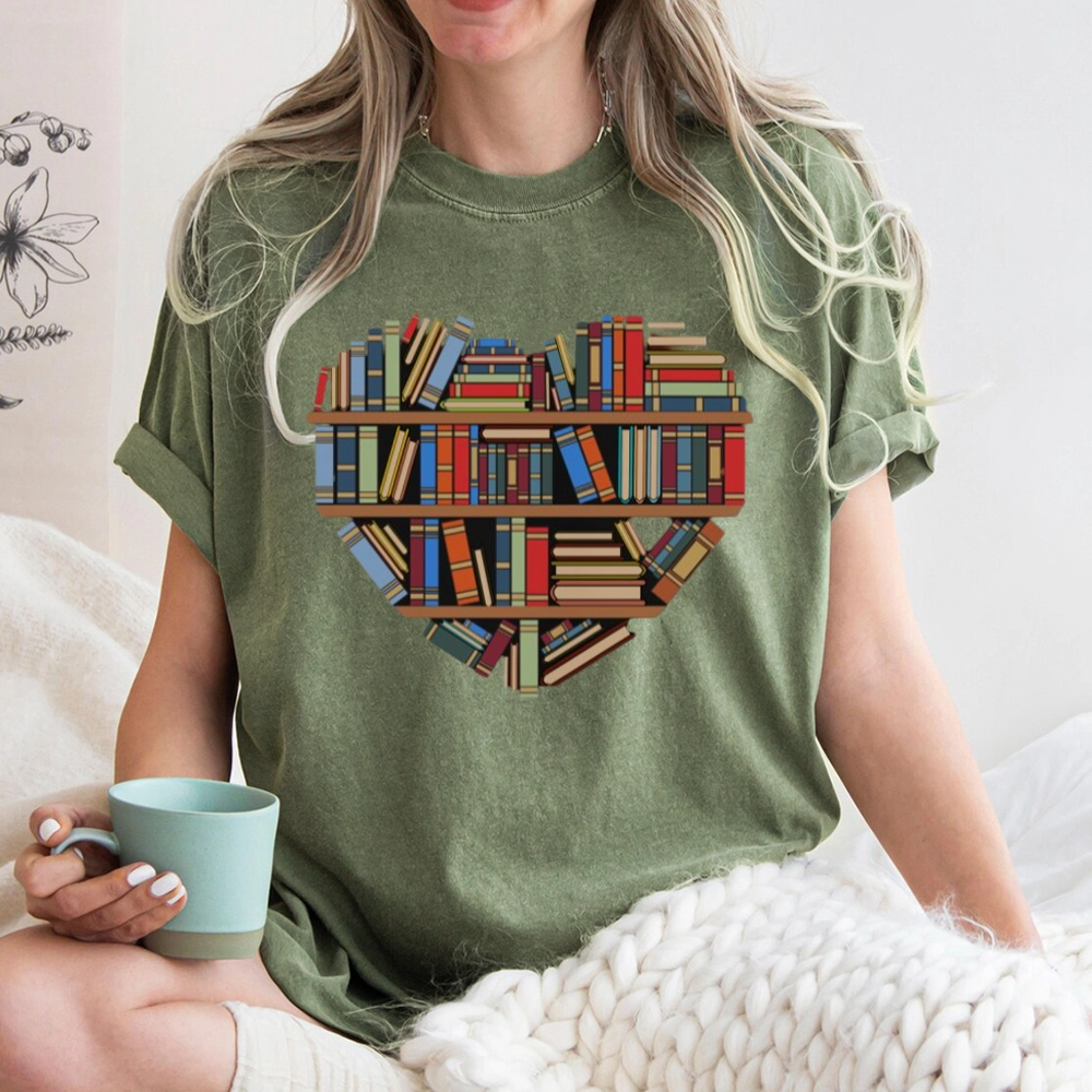 Pagewings Hearty Library Books Unisex Washed T-shirt
