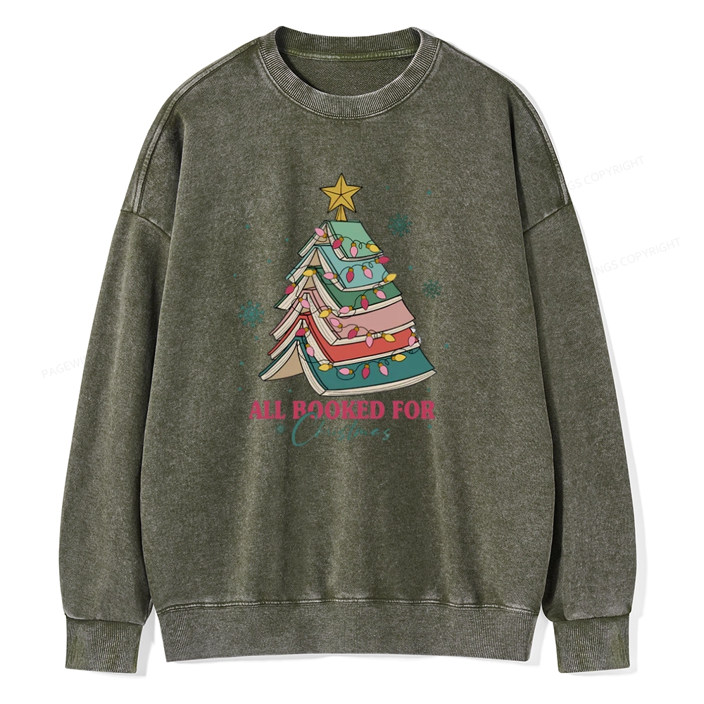 Pagewings All Booked For Christmas Unisex Washed Sweatshirt