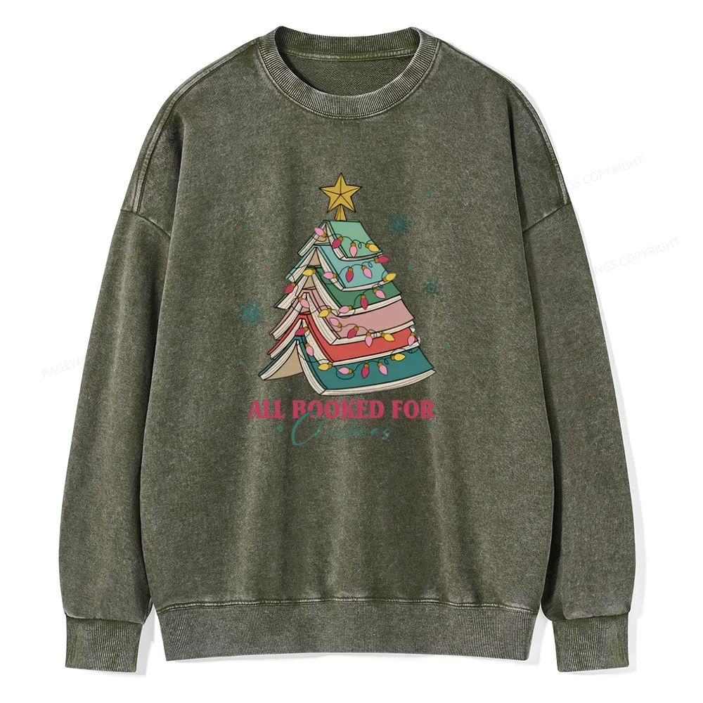 Pagewings All Booked For Christmas Unisex Washed Sweatshirt