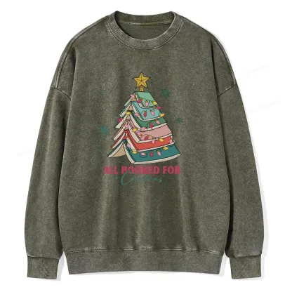 Pagewings All Booked For Christmas Unisex Washed Sweatshirt