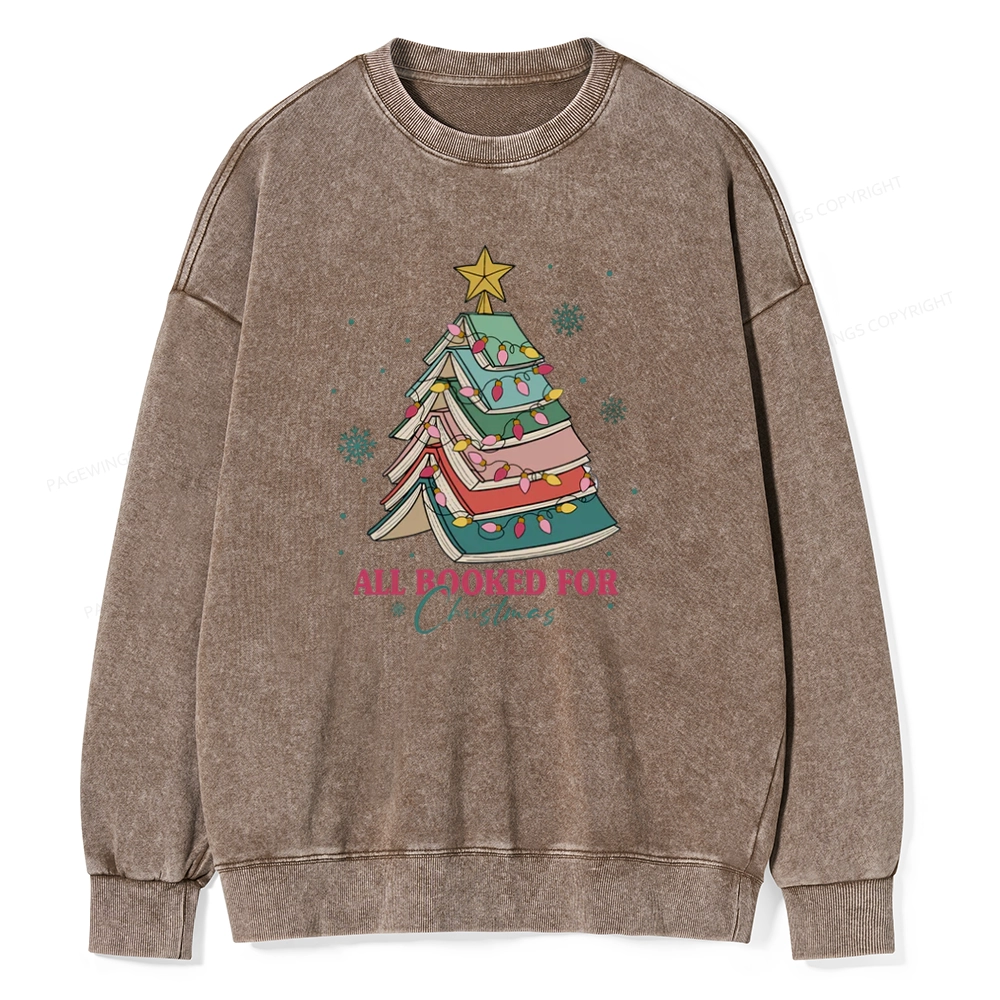 Pagewings All Booked For Christmas Unisex Washed Sweatshirt