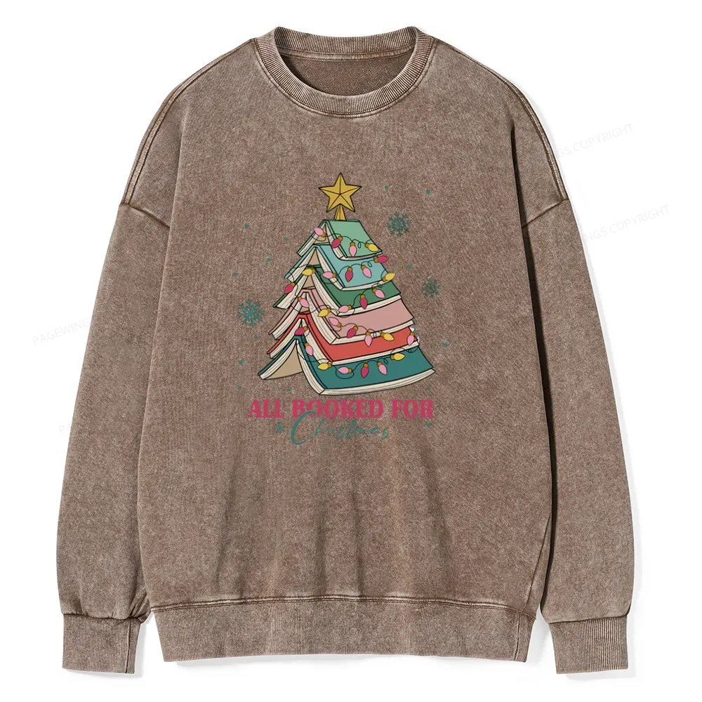 Pagewings All Booked For Christmas Unisex Washed Sweatshirt