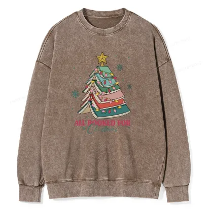 Pagewings All Booked For Christmas Unisex Washed Sweatshirt
