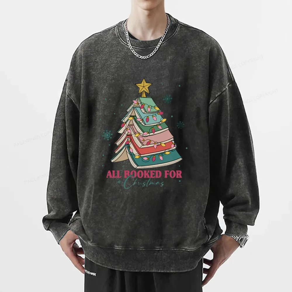Pagewings All Booked For Christmas Unisex Washed Sweatshirt