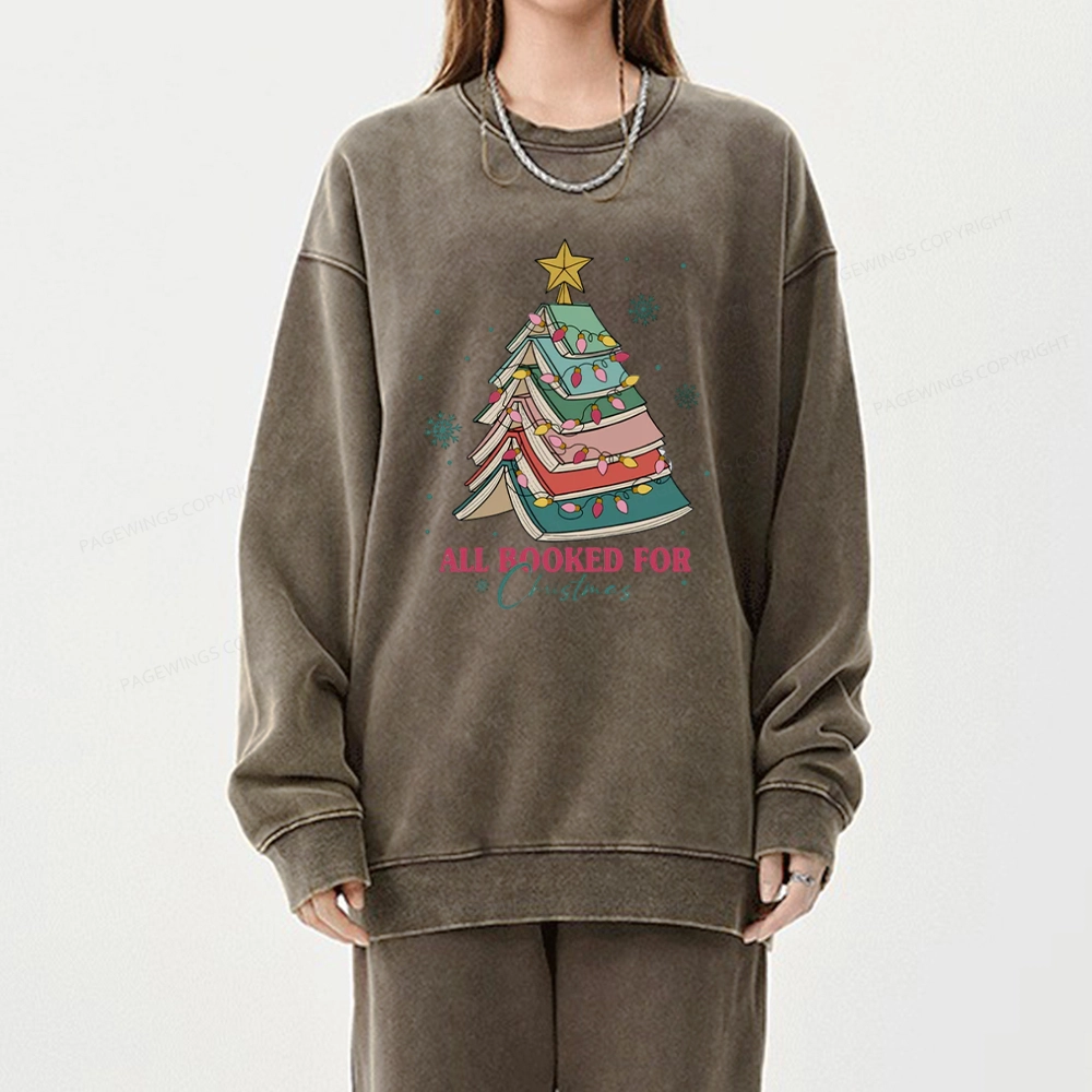 Pagewings All Booked For Christmas Unisex Washed Sweatshirt
