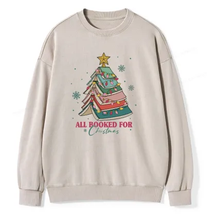 Pagewings All Booked For Christmas Unisex Washed Sweatshirt